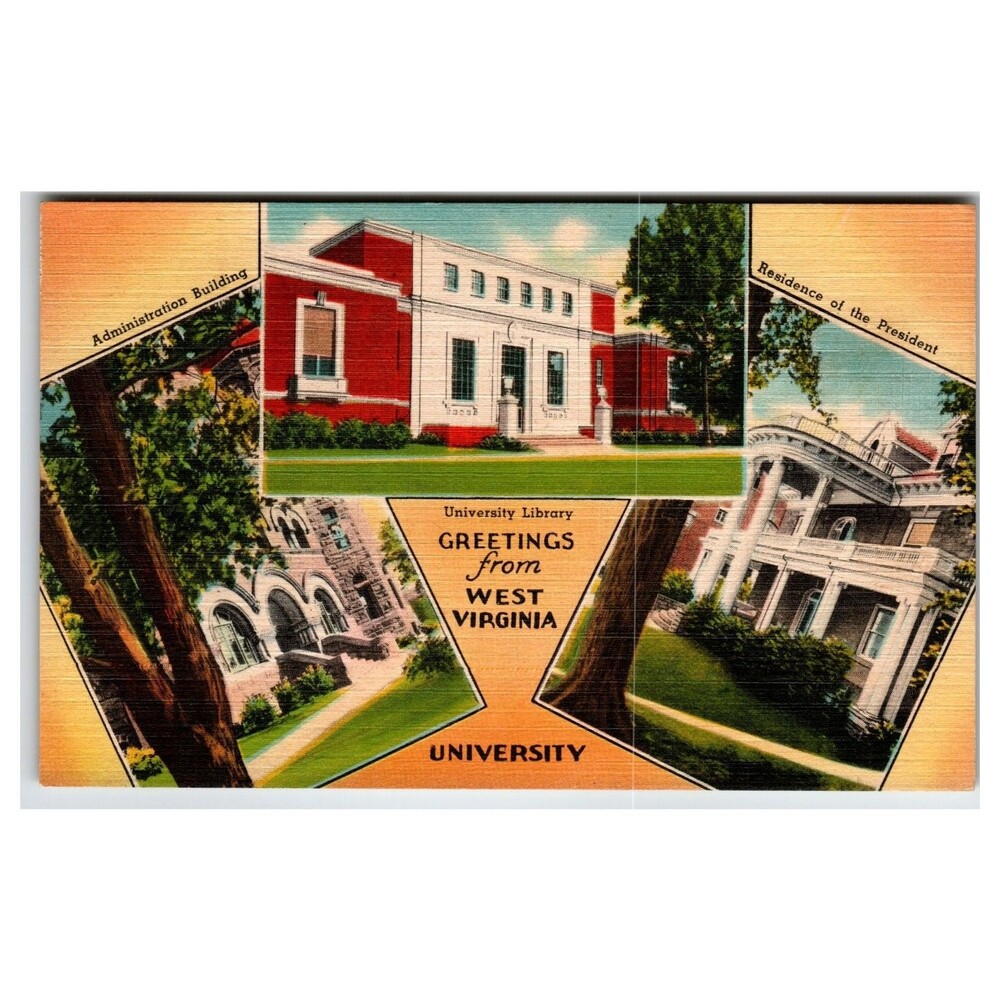 Vintage West Virginia University Morgantown Multi-View Linen Postcard Tichnor